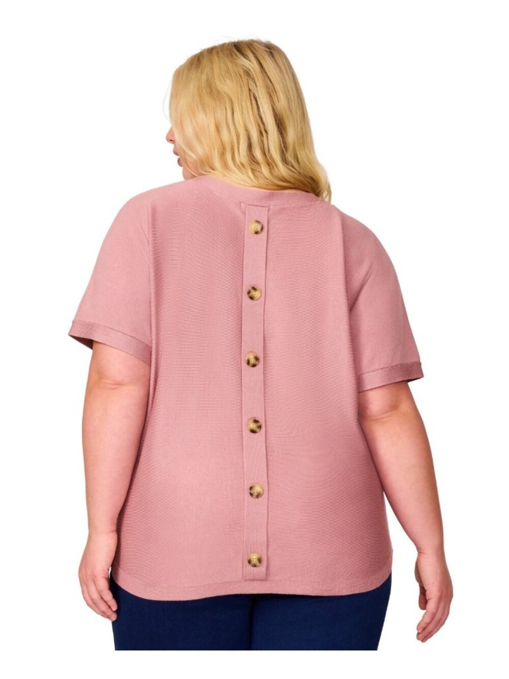 Melissa Paige Button-Back Boat neck Dolman-Sleeve Sweater Pink Plus Size 3X $52